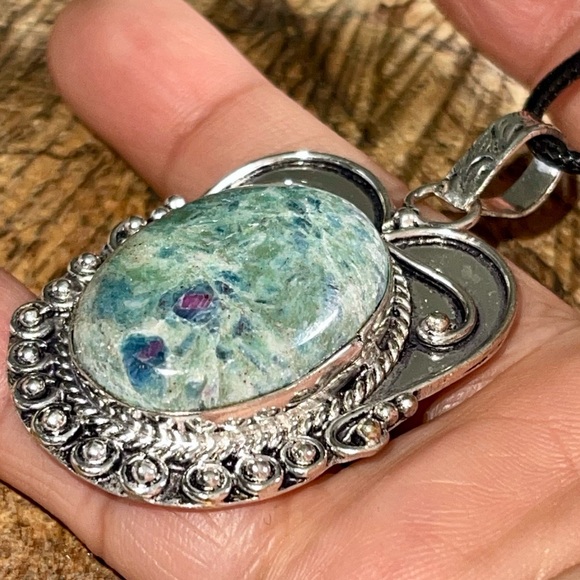 Self- Discovery Stone Ruby Fuchsite Pendant 2 1/4” - Picture 7 of 12